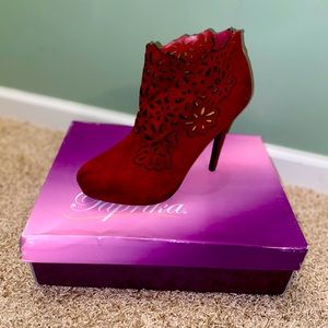 Burgundy booties